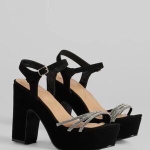 Windsor Black Platform Sandals with Silver Straps